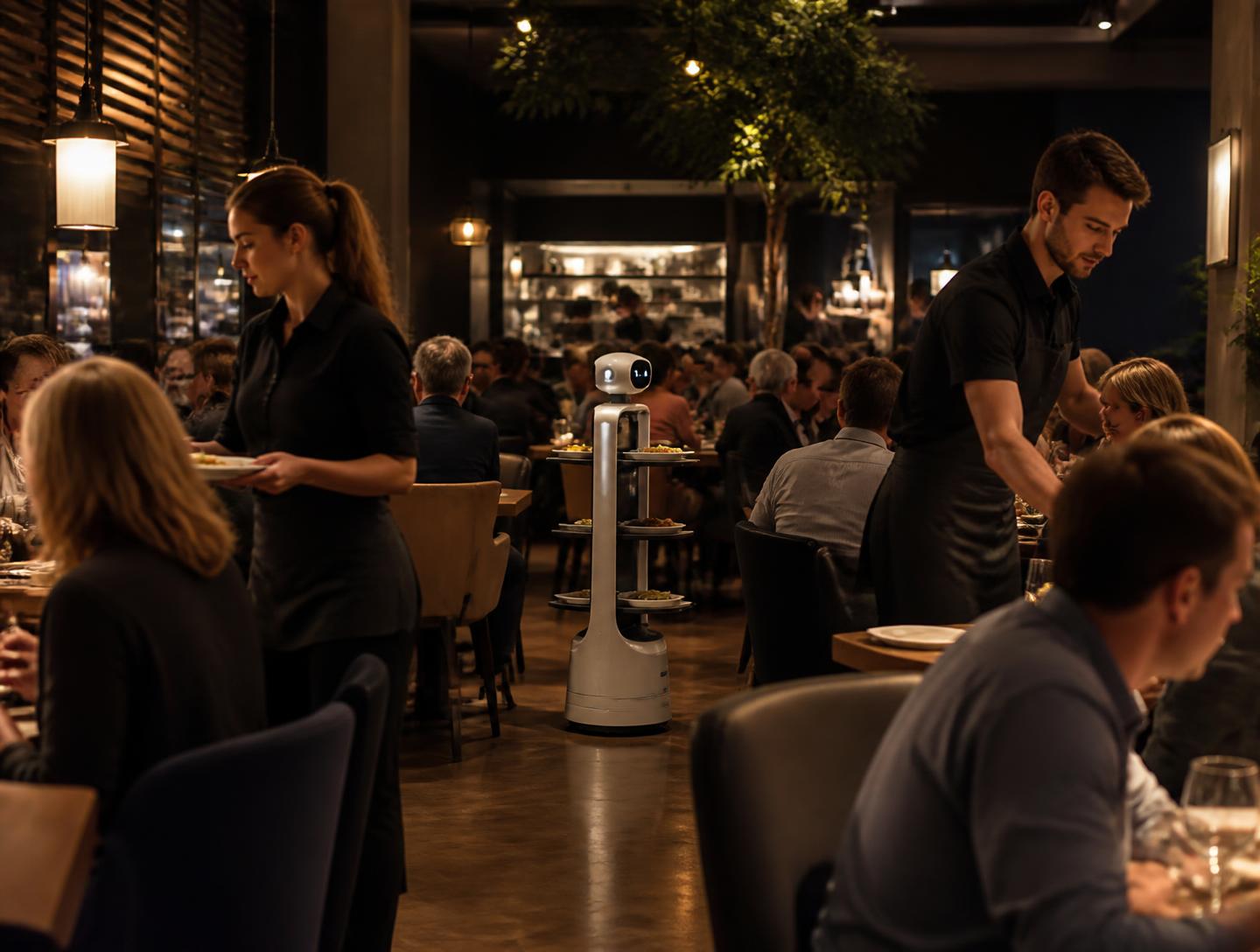 Serviceteam bespricht den Ablauf im Restaurant